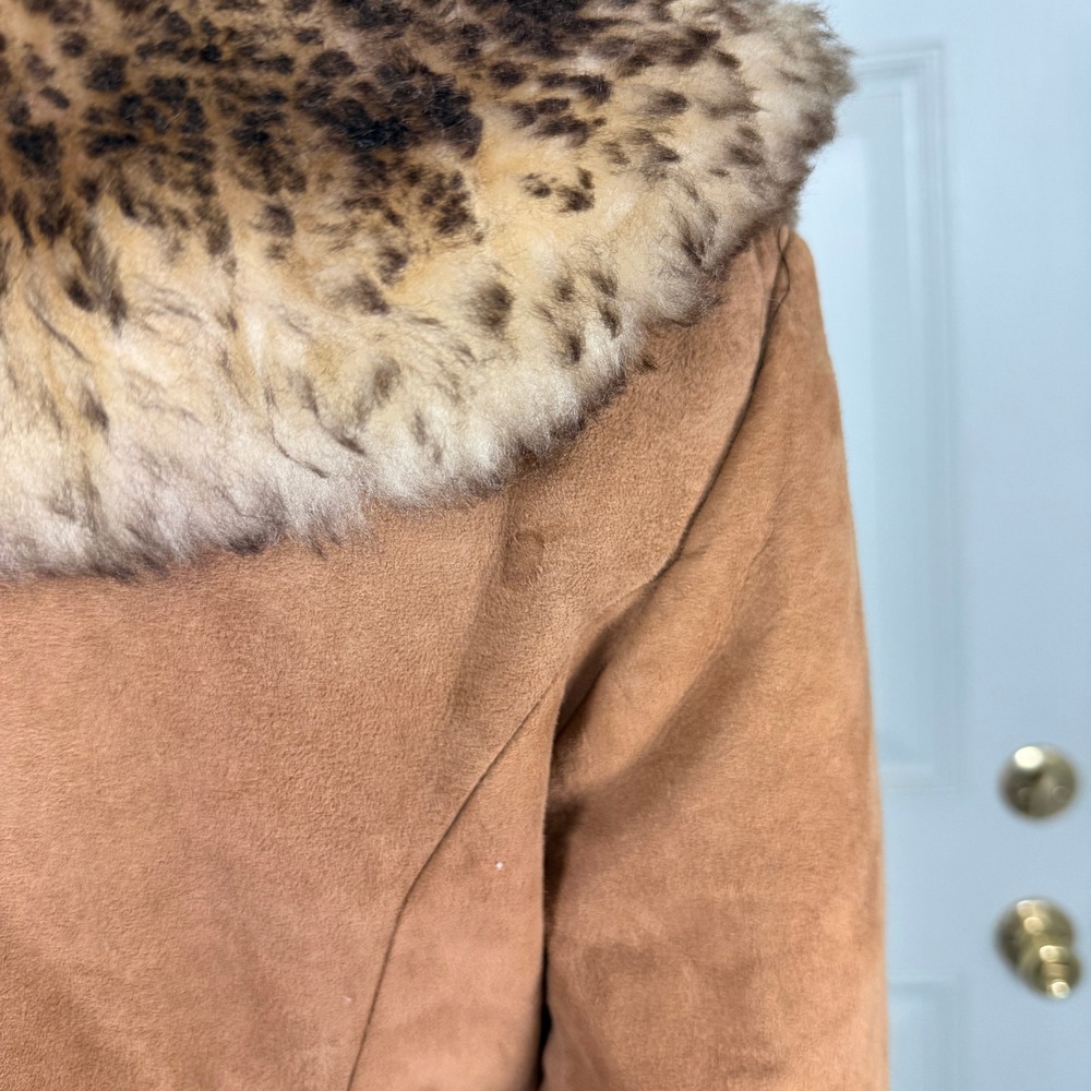 Vintage 70s Scully Penny Lane Jacket 14 Fur Suede Leather Tie Coat Y2K K3-16 - Picture 7 of 10